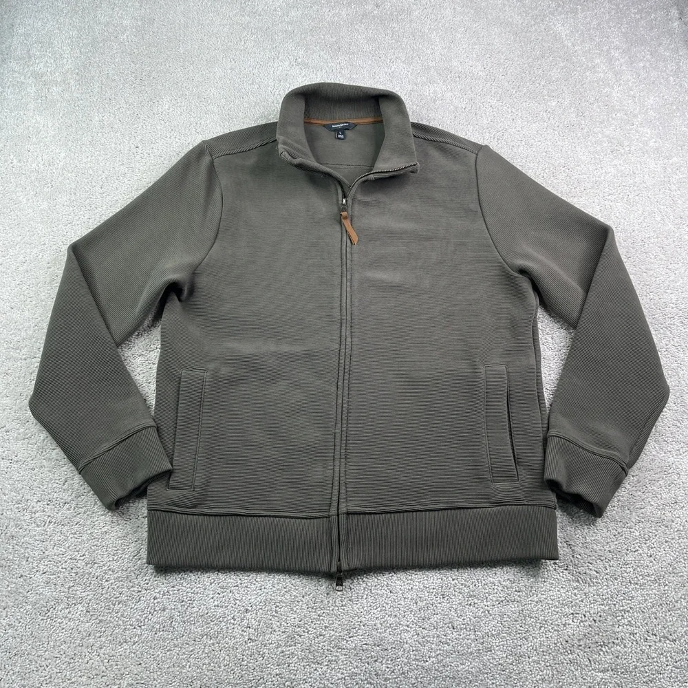 Banana Republic Jacket Mens Large Olive Green Ottoman Ribbed Full Zip Coat